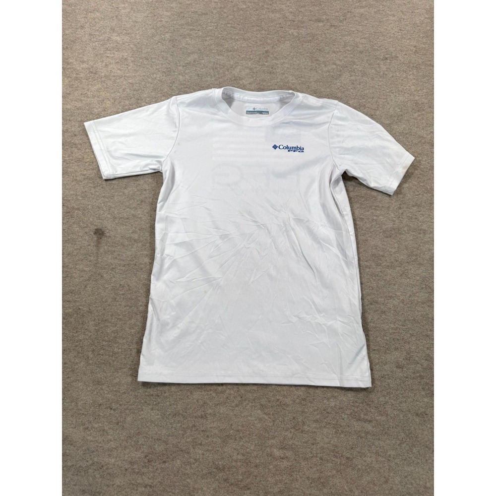 Columbia PFG T-Shirt Youth Kids M 10/12 White Performance Fishing Gear AB2915